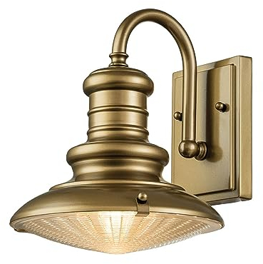 Licht-Erlebnisse Außenlampe Wand IP44 E27 in Messing antik Glas Aluminium blendarm H: 25 cm B: 23 cm klein Vintage Design Außenwandleuchte Haus Terrasse Hof
