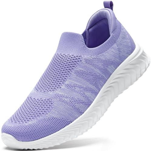STQ Zapatillas Verano Mujer Sin Cordones Malla Deslizante Ligero Comodos Classic Slip on Zapatos Caminar IR Casual Seguridad Morado Claro 39 EU