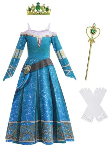 Lito Angels Prinzessin Merida Kleid Kostüm Verkleidung mit Accessoiresfür Kinder Mädchen Größe 5-6 Jahre 116, Blau (Tag-Nummer 110)