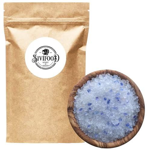 SIVIFOOD Sel bleu 200g – Cristaux naturels rares – Sel gemme non raffiné pour moulin, cuisine gourmet, barbecue, plats orientaux - bleu saphire sel marin
