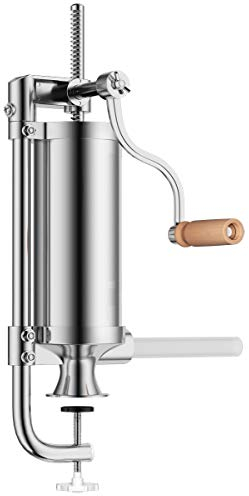 COSTWAY 2,5 KG Insaccatrice per Salsiccia, Macchina per la Produzione di Salsicce, Insaccatrice Manuale per Uso Domestico, Salsicce Siringa con 4 Tubi di Riempimento