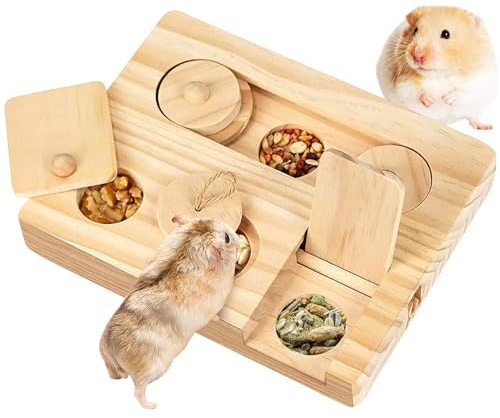 ZDNT Hamster Spielzeug - 6 in 1 Holzspielzeug Zur Futtersuche für Meerschweinchen, Chinchillas, Kaninchen