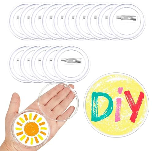 Buttons Selber Machen, 15 Stück Buttons Anstecker Transparente(75mm) | DIY Ansteckbuttons Set Buttons Selber Machen ohne Buttonmaschine Anstecker Selbst Gestalten für Foto Bild Kleidung