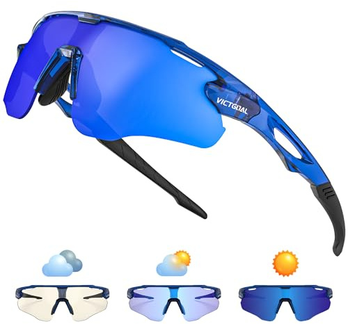 Victgoal Fahrradbrille Herren Damen Selbsttönend, TR90 Rahmen, UV400 Schutz