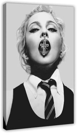 Jdekaec Leinwandposter Popsängerin Madonna 1, Wandkunst, Dekordruck, Bild für Wohnzimmer, Schlafzimmer, Dekoration, Rahmen-Stil, 50 x 75 cm