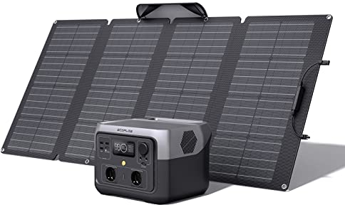 EF ECOFLOW Tragbare Powerstation River 2 MAX mit 160W Faltbare solarpanel, 512Wh Generator mit LiFeP04, Balkonkraft für Camping, Kleine Verpackungsmängel, Produkt unbenutzt(Generalüberholt)