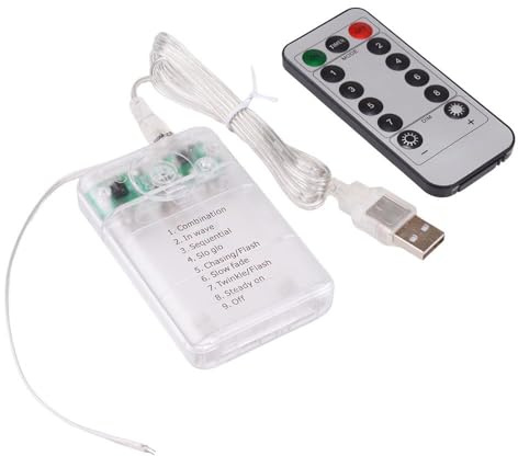 AA x 3 Enclosed Battery Holder with USB cable and Remote Control 8 light effects