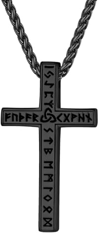 Supcare Rune Kette für Herren Jungen Wikinger Rune Anhänger Viking Rune Halskette mit Hirsche/Bärenklaue/Wolfskopf/Kreuz Anhänger Punk Glücksbringer Wikinger Schmuck für Geburtstag Valentinstag