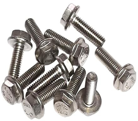 JYTDBCS M6 x 10mm Flanged Hex Bolts Fully Threaded Stainless Steel - Secure Fastening Solution for Various Applications (Pack of 10)