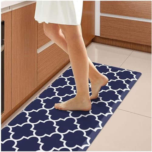 LULUMAIC Dicke Anti-Ermüdungsmatte 0,47 Zoll, rutschfeste, wasserdichte, ergonomische Anti-Ermüdungsmatte, für Hauswaschbecken, Büro,Blue-17.3×71