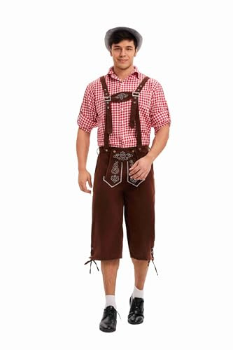Velcoxplay Costume Da Oktoberfest Da Uomo, Bavarese, Costume Di Carnevale, Camicia A Quadri In Pelle, Per Cosplay, Birra, Feste Tedesche, Taglia XL, Colore Blu