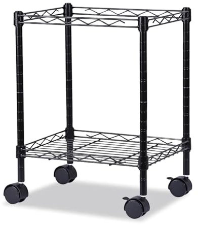 SDA287MZ Servierwagen Kompakter Aktenwagen, Metall, 15,25 Zoll x 12,38 Zoll x 21 Zoll, schwarzer Kücheninseltisch Barwagen