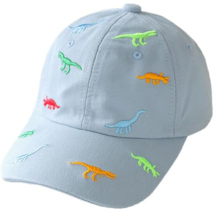 HERUAI Cappellino da Baseball per Bambini e Bambine, con Ricamo a Forma di Dinosauro, Regolabile, in Cotone, con Protezione UV, per L'Estate, l'autunno, i Bambini, per 2-6 Anni