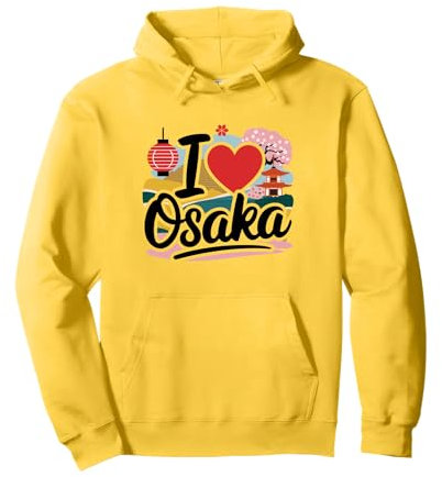 I Love Osaka Japón Sakura Templo de flor de cerezo japonés Sudadera con Capucha