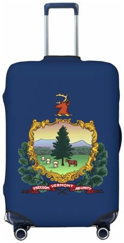 axzttupy Vermont Bandiera dello Stato Stampa Grande Copertura per Valigia Si adatta a quasi tutti i Bagagli, Copertura Personalizzata per Bagaglio, Nero, L, Nero, L