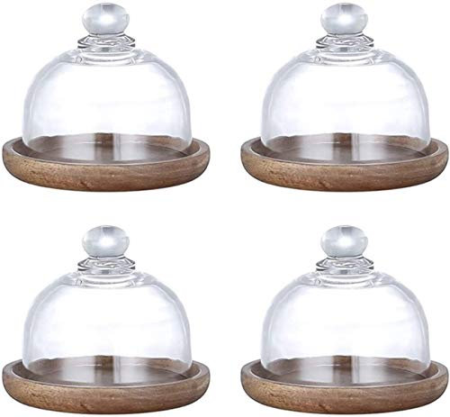Vassoio per Dolci a Cupola in Vetro da 10,5 cm, Contenitore per Caramelle, Piatto per degustazione di Dessert al Cioccolato, Coperchio Antipolvere Trasparente (Dimensioni: 3 Pezzi) (4 Pezzi)