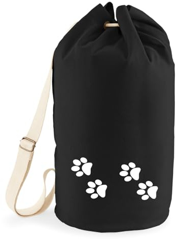 Huuraa Seesack Fußtapsen Tapsen 20 Liter Black Baumwolle Rucksack Geschenkidee