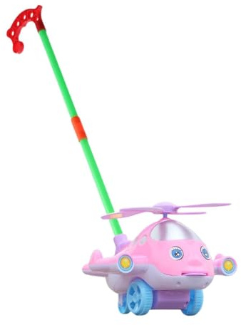 F Fityle Giocattolo con Ruota a Spinta, Aeroplano a Forma di Cartone Animato, per attività di apprendimento prescolare, Giocattolo a Spinta per Bambini di età, Rosa