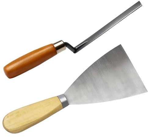 Pointing Trowel, Pointing Tool, 2-Piece Cement Trowel Set for Brickwork and Tile Grouting, Ideal for Professional Builders and DIY Enthusiasts,90x60mm and 26x7.5cm