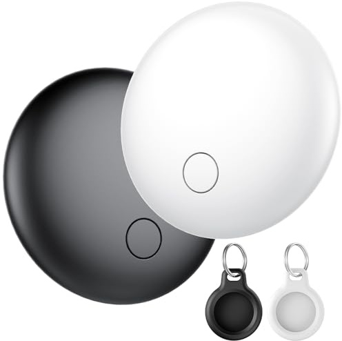 Air Tracker Tag-2 Pack, Item Finder Works with Find My App (iOS Only), Luggage Tracker for Bags, Keys, Wallets, Replaceable Batteries Last 1 Year, 100dB Loud Beep, IP67 Waterproof with Holder Keychain