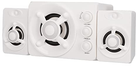 CFTGIW Computer Speaker 2.1 USB Powered Stereo Subwoofer Multimedia Wired Speaker with RGB LED Light for PC LaptopNew Black Mini Other Provide 5W 3W [Stereo] Dual Power (New version white)