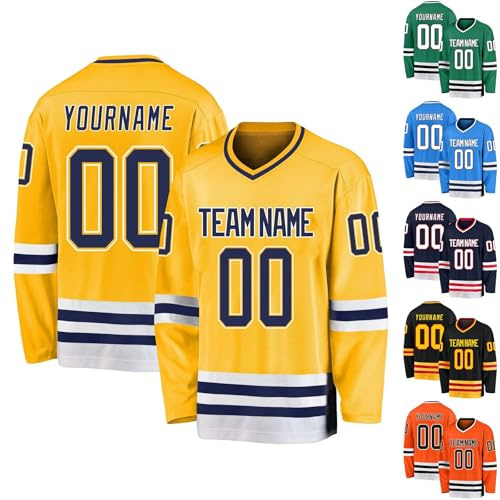 Generico Maglie da Hockey Personalizzate,Maglie da Hockey Vergini Personalizzabili con Squadra/Numero/Nome Personale,Maglie da Hockey Personalizzate per Uomo, Donna, Adolescente e Bambino