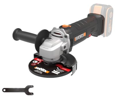WORX WX807.9 Smerigliatrice angolare a batteria 20V, disco da 125 mm, 6 velocità da 2.500 a 11.000 giri/min, cuffia di protezione a regolazione rapida, batteria e caricabatterie non inclusi