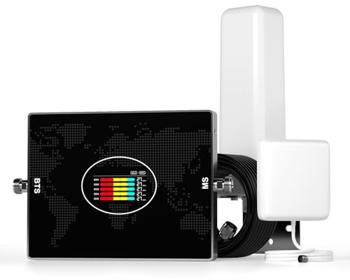 Amplificador señal móvil 5G 4G LTE pentabanda hogar y Oficina | Bandas 1/3/7/8/20, Todos los operadores (Vodafone, Orange, Simiyo, Yoigo,LEBARA，DIGI), Antena externa acero y plástico, 6 dBi