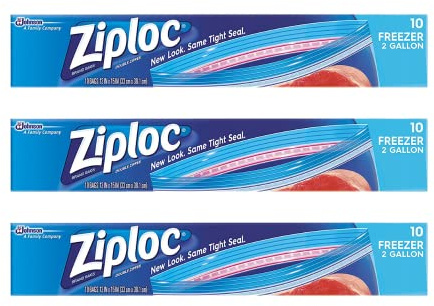 Ziploc Freezer Bag, 2 Gallon Jumbo, 10-Count(Pack of 3) by Ziploc