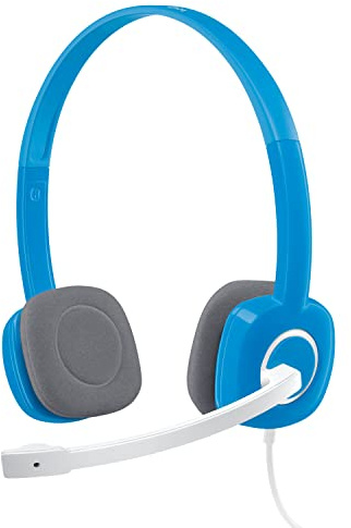 Logitech H150 Kopfhörer mit Mikrofon | Stereo-Headset, Mikrofon, verstellbarer Kopfbügel, Schaumstoff-Ohrpolster, 2x 3,5mm Klinke, PC/Laptop - Blau
