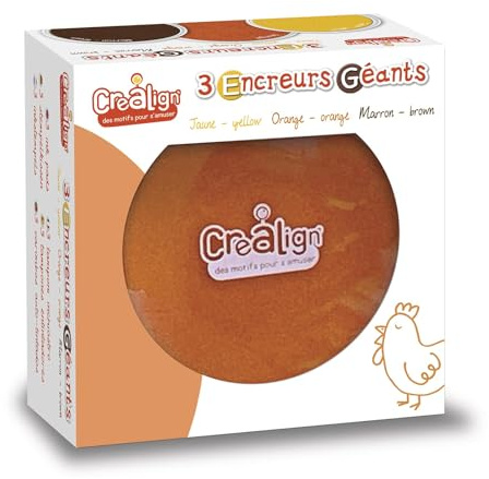 Créa Lign' Cl86 Stempelkissen, groß, rund, Orange/Gelb/Braun, 3 Stück