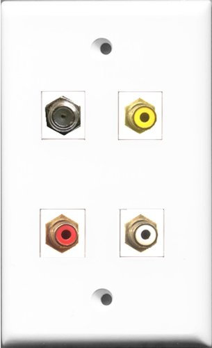 RiteAV 1 porta RCA rosso e 1 porta RCA bianco e 1 porta RCA giallo e 1 porta cavo coassiale TV - tipo F