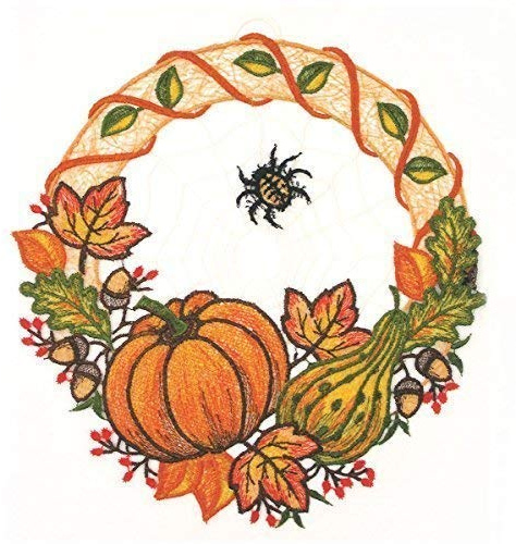 Fensterbild Herbststimmung 22 x 24cm aus Spitze Fensterdeko Fensterschmuck Bilder Handarbeit Deko Fenster