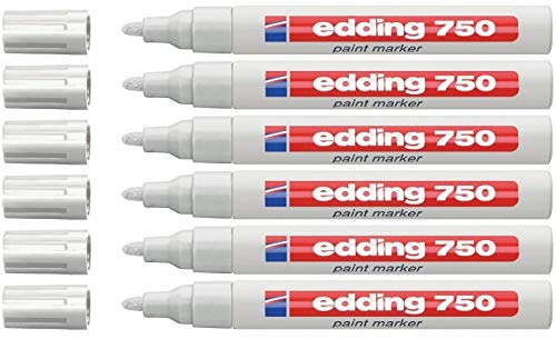 Edding 750 Creative Permanentmarker, lackierte Tinte, für alle Oberflächen, 2-4 mm Spitze, 6 Stück