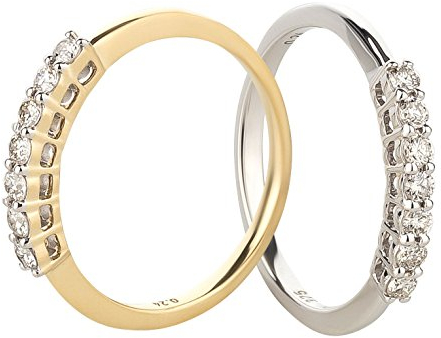 Ardeo Aurum Damenring aus 375 Gold Weißgold mit 0,24 ct Diamant Brillant Halb-Memory-Ring Eternity Verlobungsring