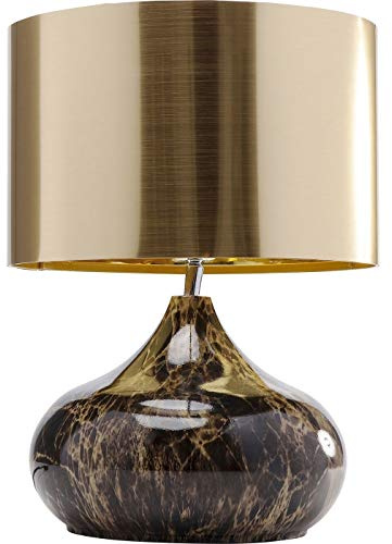 Kare Design lampada da tavolo Mamo Deluxe, marrone/oro, 41x30x30 cm | abat jour effetto marmo, plafone inclinabile, stile elegante, lampada per scrivania o comodino, lampadina non inclusa