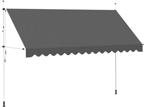 tidyard Markise Einziehbar Manuell Sonnenschutz, UV-best?ndig und h?henverstellbar, 400 cm, für Fenster Terrasse Balkon Garten, Anthrazitgrau