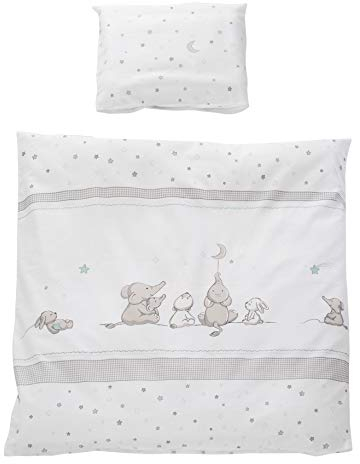 roba Babybettwäsche 80 x 80 cm - Sternenzauber - Wiegenbettwäsche Baby Set 2 teilig - Decken & Kissenbezug mit Stern Motiv für Mädchen & Jungen - Baumwolle - Weiß