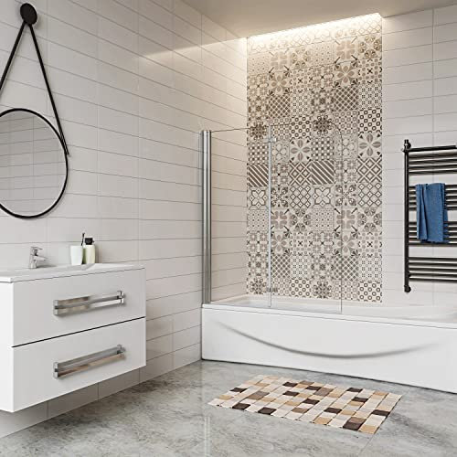 Aica Italy Box Doccia Sopravasca Parete Da Vasca Movibile 180 Gradi Vetro 6mm Trasparente Alta 140cm Larga 120cm