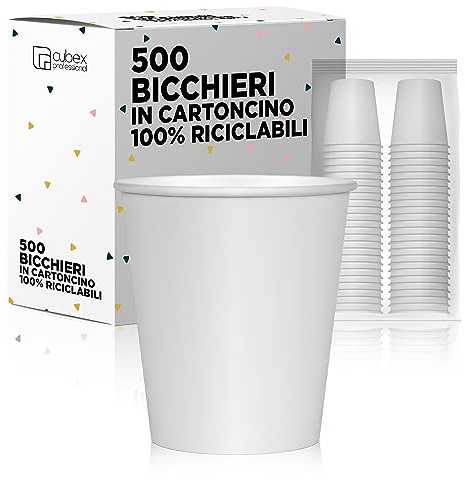 cubex professional® - Kit de 500 vasos reciclables de cartón blancos, 360 ml, para café, agua o bebidas calientes y frías
