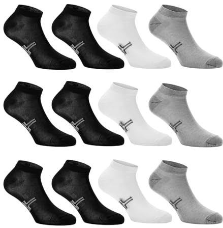 LANCETTI 12 paires de chaussettes Courtes Socquettes pour Sneakers en Cotton Fil d'Écosse pour Homme et Femme (39-42) - 6 Noir 3 Blanc 3 Gris
