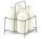 LIVIVO Milk Crate Bottle Holder Caddy for Milk, Juice, Wine or Beer Bottle Carton Carrier Grey Powder Coated Wire Holder (4 Bottles)