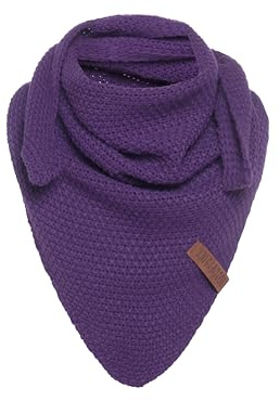 Knit Factory - Coco Châle Tricoté Junior - Foulard Triangle - Foulard femme pour l’automne et l’hiver - Écharpe pour fille de 5 à 12 ans - Fabriqué en Europe - Purple - 140x60 cm