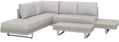 Outsunny 3 Pieces Rattan Garden Furniture Set Sofa Set 5-Seater Grey