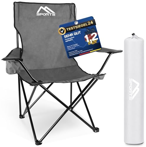 MSPORTS Campingstuhl Premium inkl. Tragetasche Anglerstuhl Faltstuhl - auswählbar als 2er Set - Klappstuhl mit Armlehne und Getränkehalter praktisch robust leicht Camping Stuhl