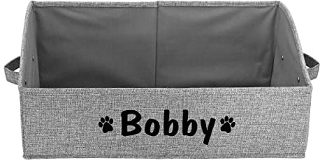 PET ARTIST Personalisierbarer Faltbarer Aufbewahrungskorb für Hundespielzeug, groß, für Kauspielzeug, Kleidung, Grau