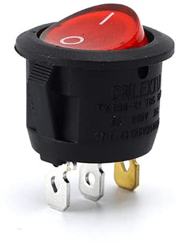 CABLEPELADO Interruptor basculante, 2 posiciones, 3 vias, 3 pines, 3 terminales, ON/OFF SPST, 6A 250 VAC | 10A 125VAC, Rojo Luz LED