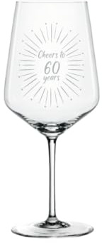 Leonardo Puccini Weinglas 560ml mit Gravur Cheers to 60 years - Geschenk 60. Geburtstag - Geschenkidde für runde Geburtstage, Hochzeit, Jubiläum, Jahrestag, Party – für Frauen, Männer (Weinglas 60)