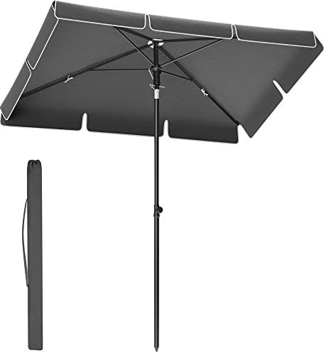 SONGMICS Parasol 230 x 150 cm, Protection Solaire UPF 50+, Inclinable sur 30° dans Les 2 Sens, Hauteur Réglable, avec Sac de Transport, pour Jardin, Terrasse, sans Base, Gris GPU044G01