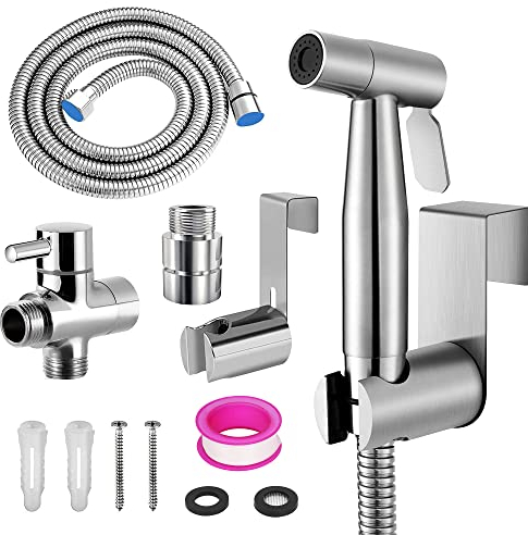 WEIDMAX Bidet de mano pulverizador Kit de pulverizador de níquel cepillado de acero inoxidable Baño de tela Lavadora de pañales ducha de pulverización Cabezal pulverizador para higiene personal